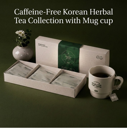 Caffeinefree Korean herbal teaset with ceramic mug and gift box