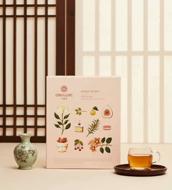 Osulloc Lovely Tea Box – Premium Korean Tea Gift Set (12 Pyramid Teabags, 4 Varieties)
