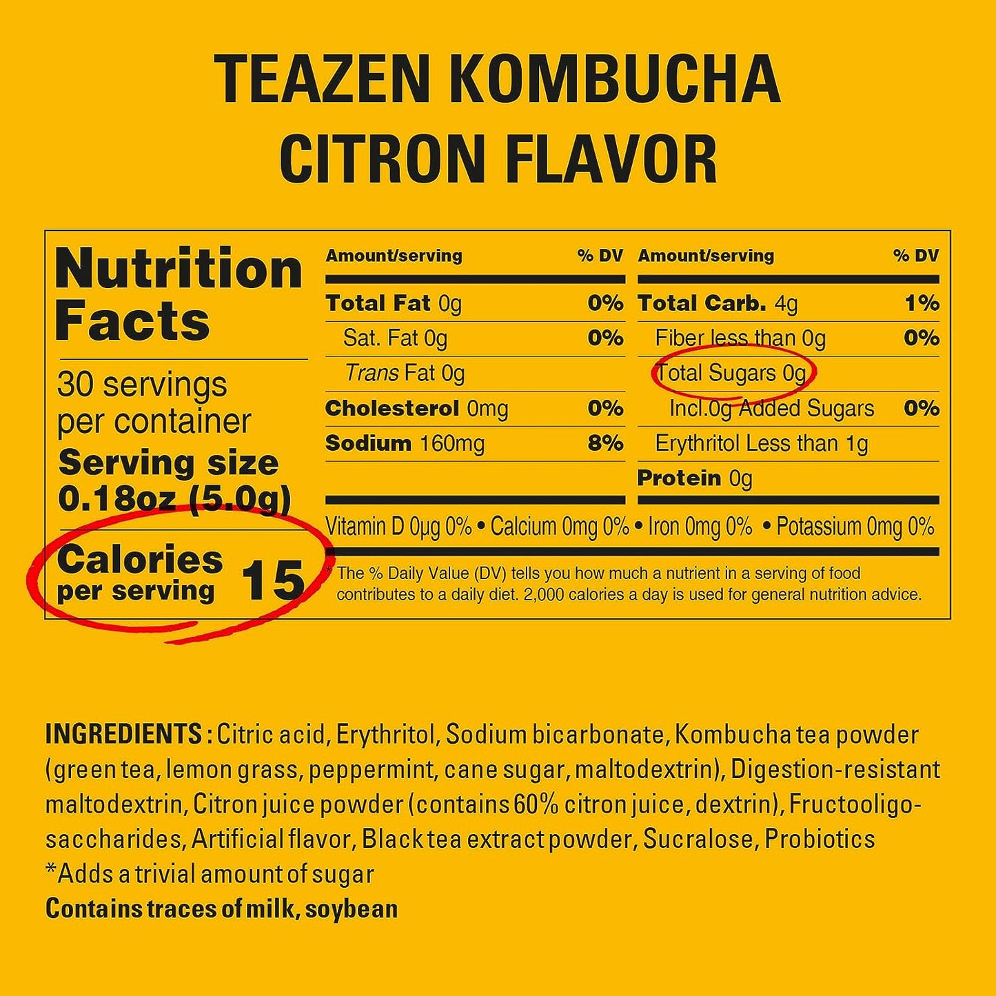 Teazen Kombucha CITRON (30 or 50 Sticks)