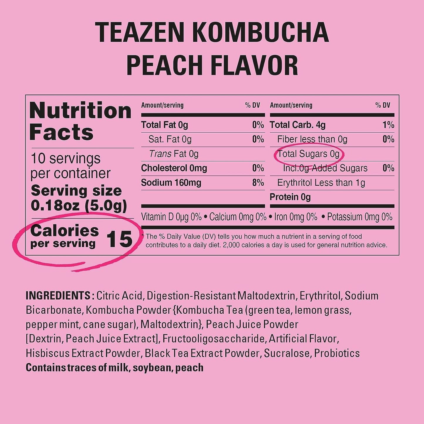 Teazen Kombucha PEACH (30 or 50 Sticks)
