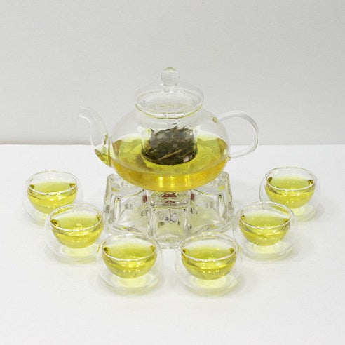 Ensemble de théière en verre résistant à la chaleur (verres de 600 ml et 6 pièces)