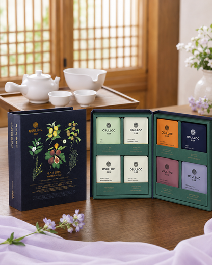 O'sulloc Limited Bojagi Gift Set — Master Blend 8 Teas 32 Bags | Jeju Korea