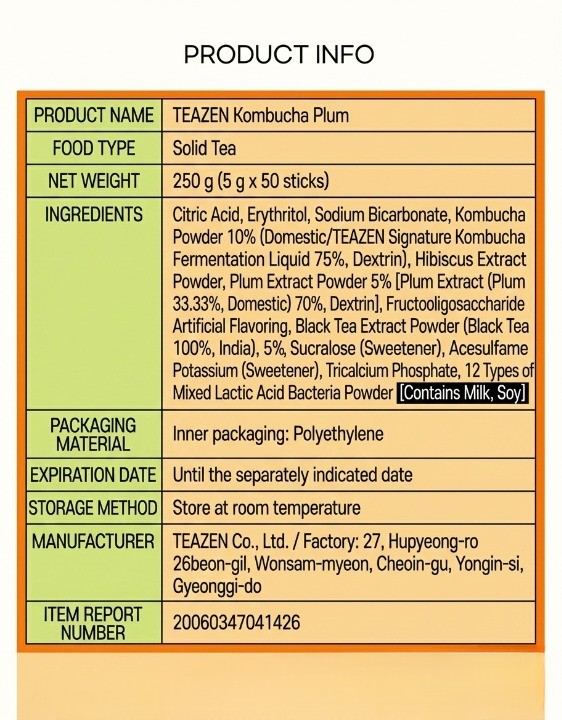 Kombucha Maesil Green Plum | Korean Probiotic Tea | KTeashop