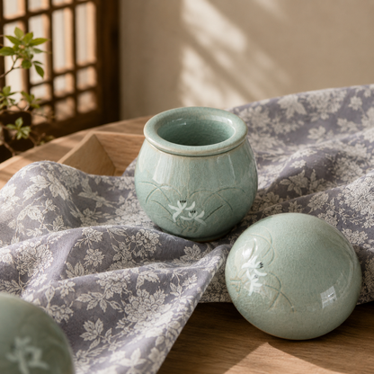 Orchid Celadon Solo Tea Set – Korean Traditional Teaware