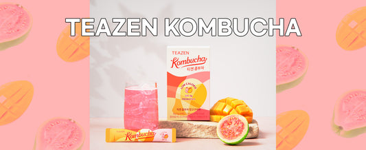 [Mango-Guave] Teazen Kombucha-Tee, zuckerfrei, prickelndes, fermentiertes Getränkepulver aus Korea, lebende Probiotika und Präbiotika, 30 oder 50 Sticks 