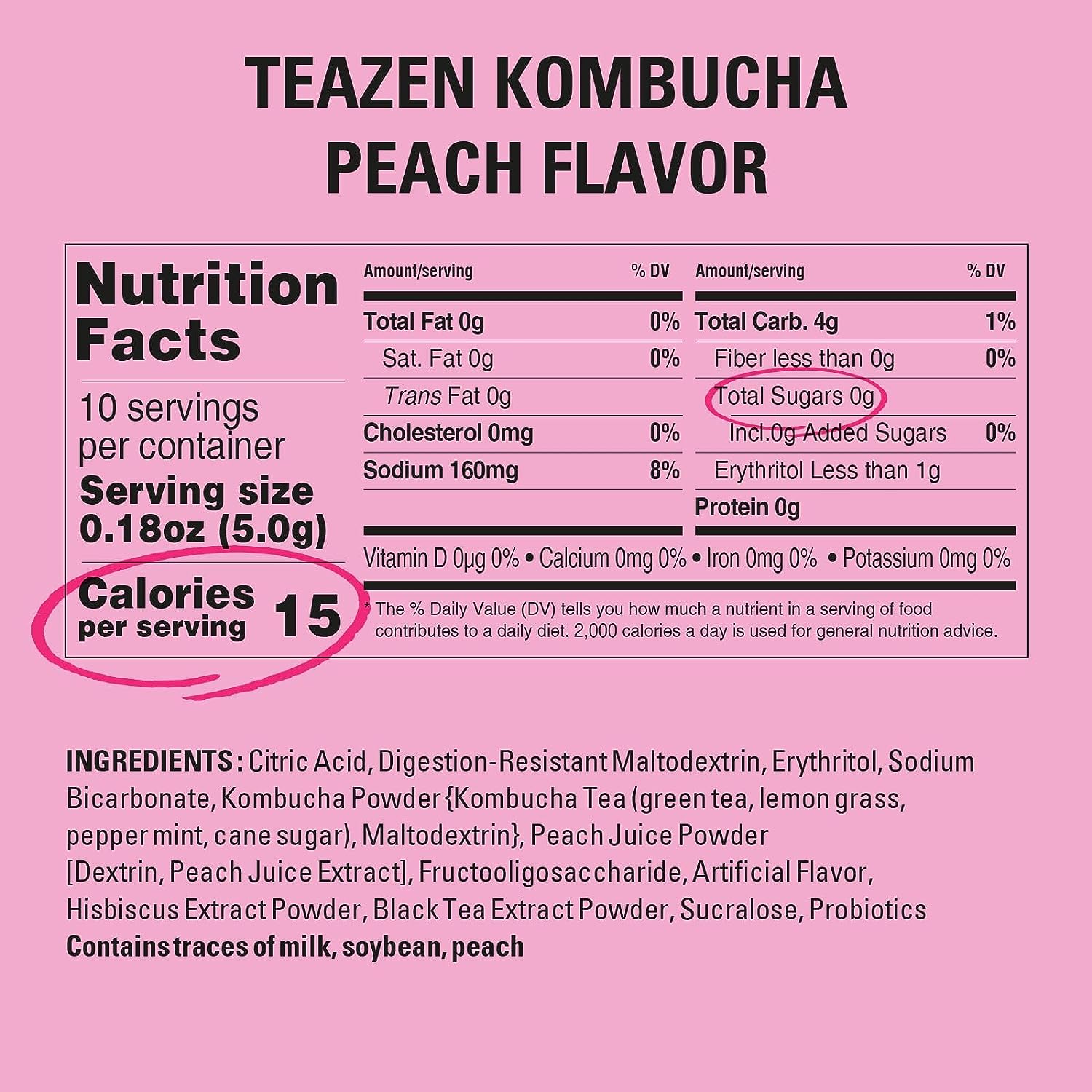 Teazen Kombucha PEACH (30 or 50 Sticks) | KTeaShop