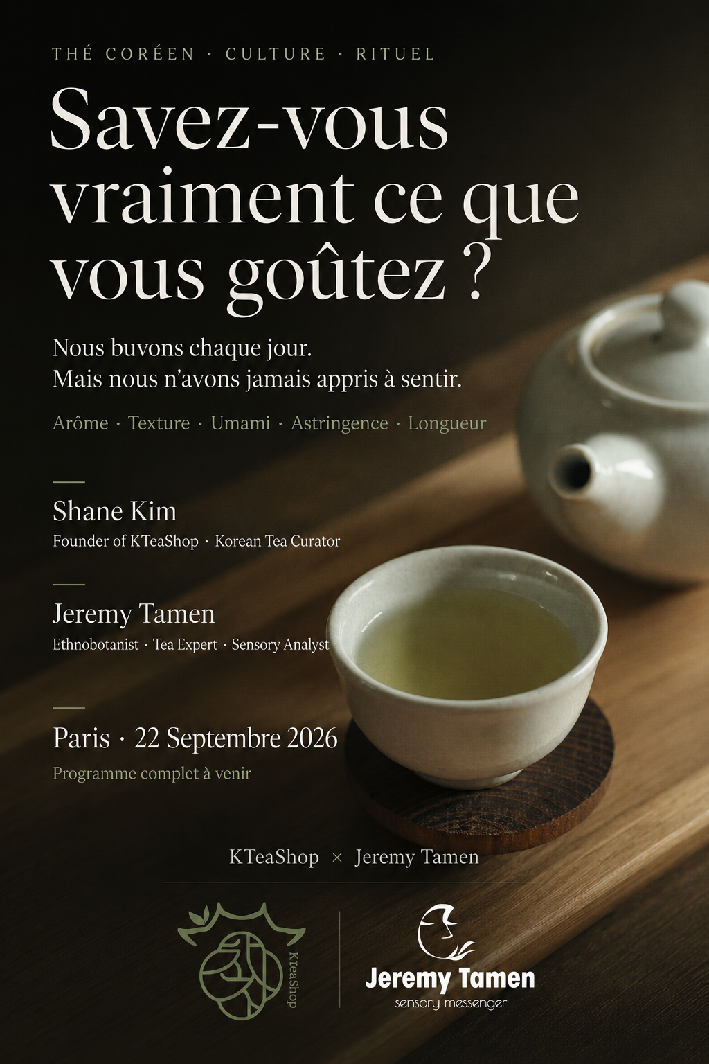 Masterclass de thé coréen à Paris — 23 septembre 2026