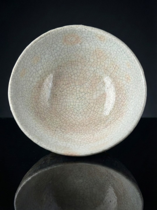 Korean Matcha Bowl Chawan – White Crackle Glaze, One-of-a-Kind Handmade Stoneware