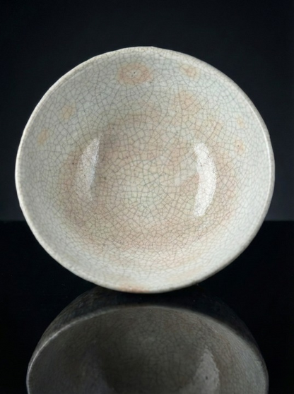 Korean Matcha Bowl Chawan – White Crackle Glaze, One-of-a-Kind Handmade Stoneware