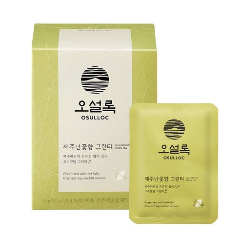 [오설록 제주난꽃향 그린티]OSULLOC Orchid Green Tea (Grüner Tee mit kunstvollem orientalischem Jeju-Orchideen-Aroma) | Koreanische Premium-Teemischung im Beutel | 10 Packungen 