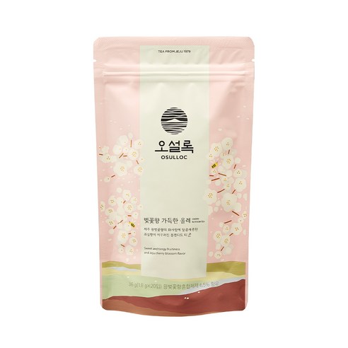 [오설록 벛꽃향]OSULLOC Cherry Blossom Tea (Floral, Sweet cherry scent)| Korean Premium Blended Tea Bag | Sweet Fruit Tea | 10 or 20 Packs